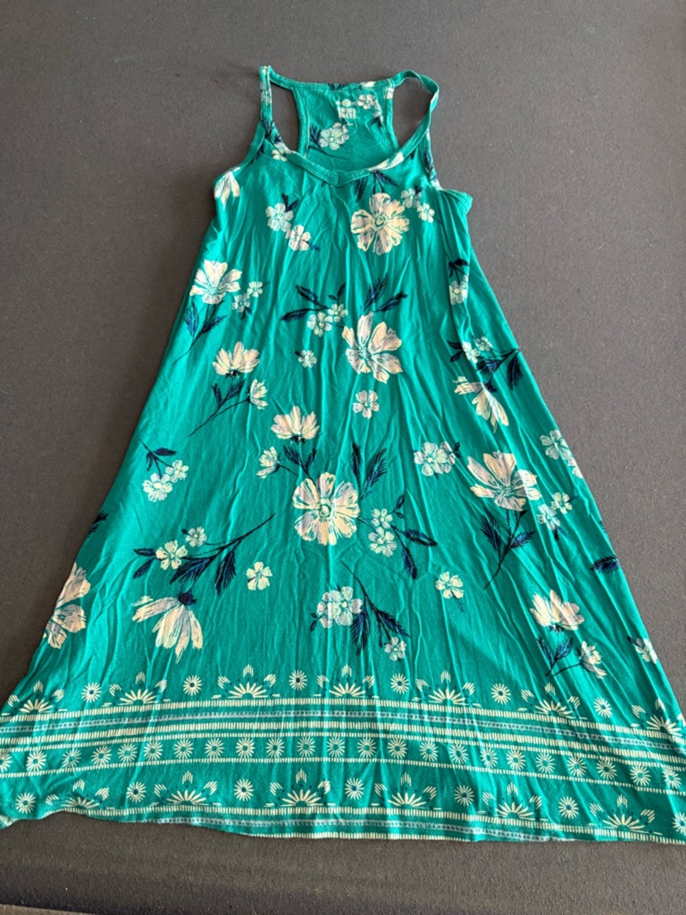 Flowy Turquoise  Floral Swing Dress - Sleeveless Summer Sundress